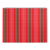 Een rood en groen gestreepte achtergrond kalender (Hoes)