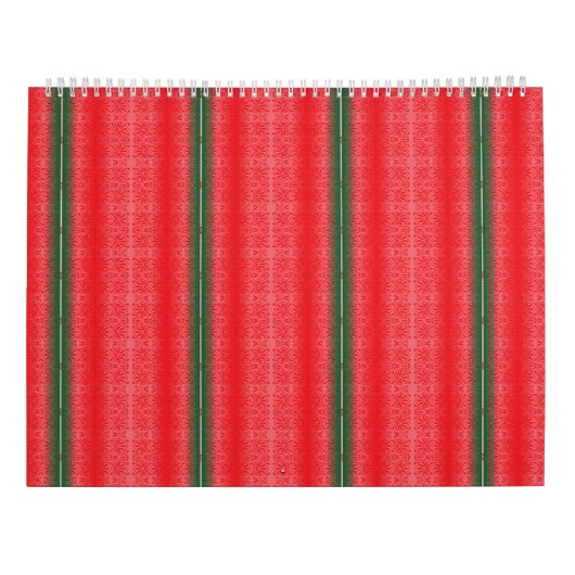 Een rood en groen gestreepte achtergrond kalender (Achterkant)