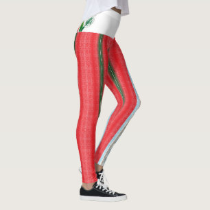 Een rood en groen gestreepte achtergrond leggings
