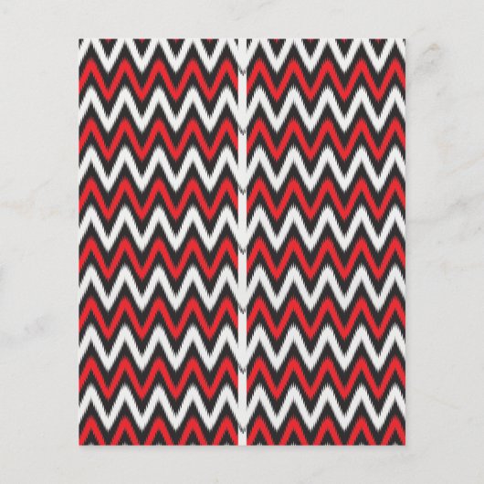 Een rood en zwart zigzagpatroon op een witte achte flyer (Achterkant)