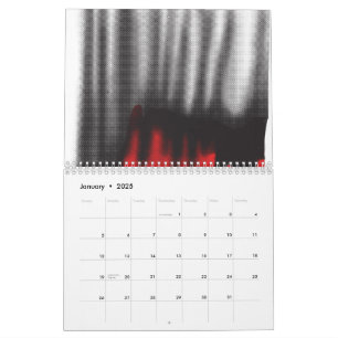 Een rood grafisch ontwerp met gedurfde geometrisch kalender