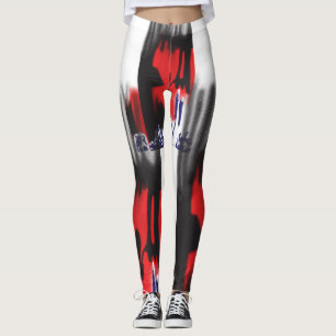 Een rood grafisch ontwerp met gedurfde geometrisch leggings