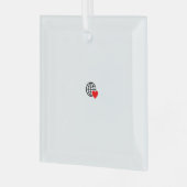 Een rood hartsymbool gemaakt met vloeiende, gedurf glas ornament (Voorkant links)