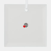 Een rood hartsymbool gemaakt met vloeiende, gedurf glas ornament (Achterkant)