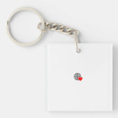 Een rood hartsymbool gemaakt met vloeiende, gedurf sleutelhanger (Voorkant)