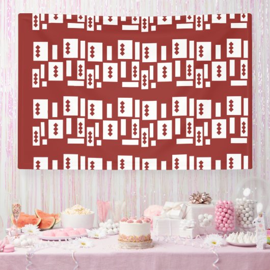 Een rood tapijt met een getextureerd patroon is ve spandoek (Feest)