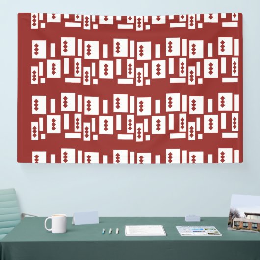 Een rood tapijt met een getextureerd patroon is ve spandoek (Beurs)