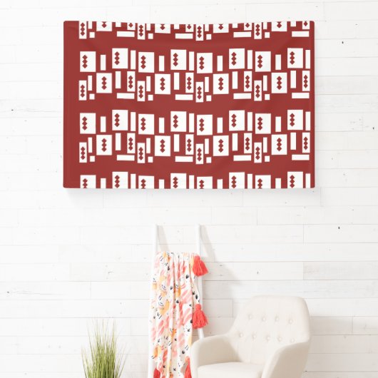 Een rood tapijt met een getextureerd patroon is ve spandoek (Insitu)