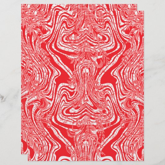 Een rood-wit afbeelding van een patroon op een wit (Voorkant / Achterkant)