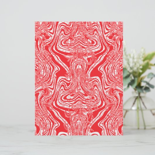 Een rood-wit afbeelding van een patroon op een wit (Staand voorkant)