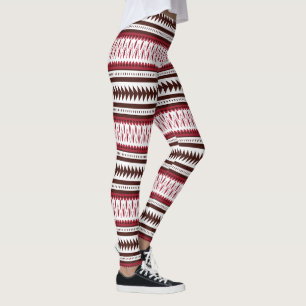 Een rood-wit gestreept patroon leggings
