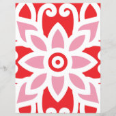 Een rood-wit patroon met een bloem erop (Achterkant)