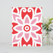 Een rood-wit patroon met een bloem erop (Staand voorkant)