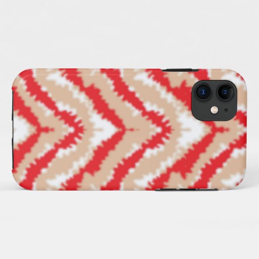 Een rood-wit zigzagpatroon op een witte achtergron Case-Mate iPhone case (Achterkant (horizontaal))