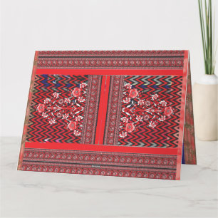 Een rood-zwart schilderij met een rood hart erop bedankkaart
