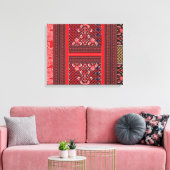 Een rood-zwart schilderij met een rood hart erop canvas afdruk (Insitu (Woonkamer))