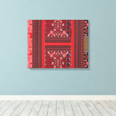 Een rood-zwart schilderij met een rood hart erop canvas afdruk (Insitu (Houten vloer))