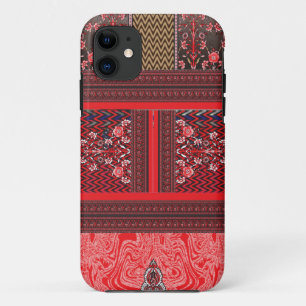 Een rood-zwart schilderij met een rood hart erop iPhone 11 hoesje