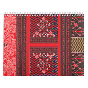 Een rood-zwart schilderij met een rood hart erop kalender