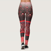 Een rood-zwart schilderij met een rood hart erop leggings (Achterkant)