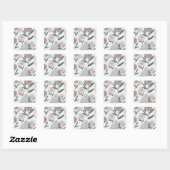 Een roos vierkante sticker (Vel)