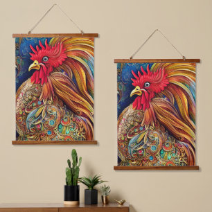 Een Rooster's Regal Beauty Hangend Wandkleed