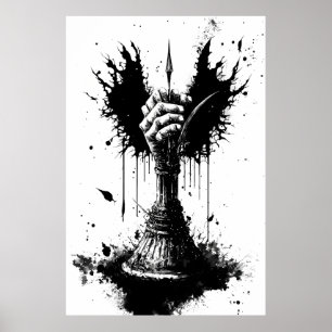 Een rotte hand houdt een legendarische zwaard Post Poster