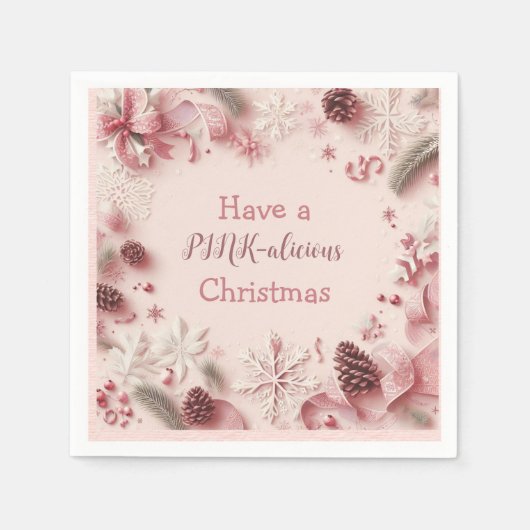 Een roze-alicieuze kerst servet (Voorkant)