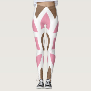 Een roze bloem op een bruine achtergrond leggings
