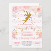 Een roze en goudfee meisje wordt uitgenodigd voor kaart (Voorkant / Achterkant)