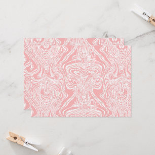Een roze en wit abstract ontwerp op een witte acht kaart