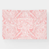 Een roze en wit abstract ontwerp op een witte acht spandoek (Horizontaal)