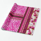 Een roze en wit behang met een kruis erop cadeaupapier (Uitgerold)