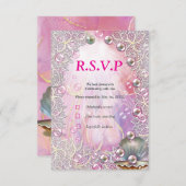 Een roze en witte marmeren afwerking met geborstel RSVP kaartje (Voorkant / Achterkant)