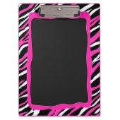 Een roze en witte zebraafdrukklembord klembord (Voorkant)