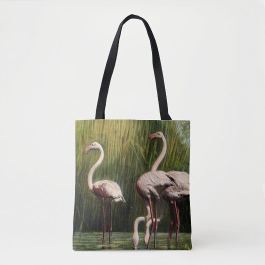 Een  roze flamingo schouder Canvas tas (Voorkant)