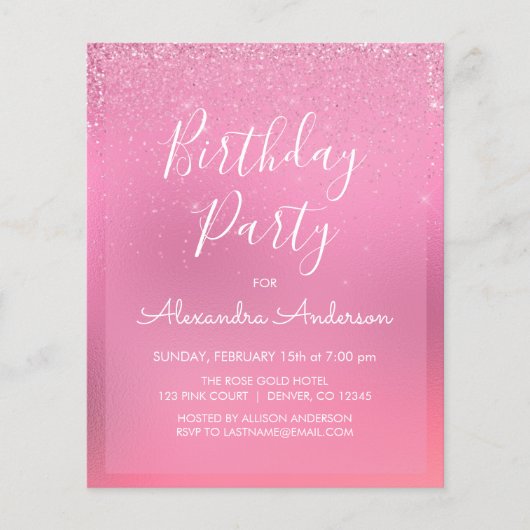 Een roze Folie meisje glitter elke dag Flyer (Voorkant)