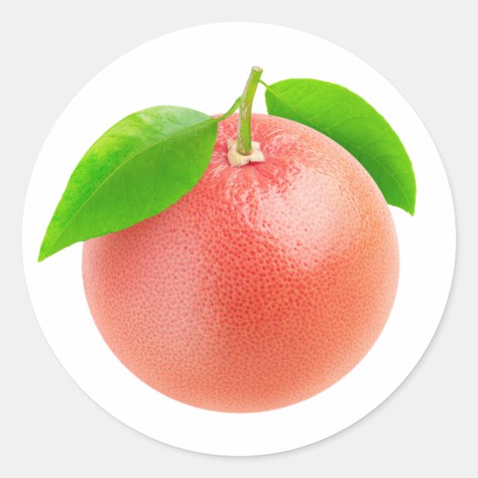 Eén roze grapefruit ronde sticker (Voorkant)