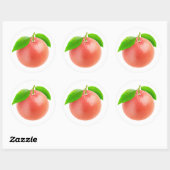 Eén roze grapefruit ronde sticker (Vel)