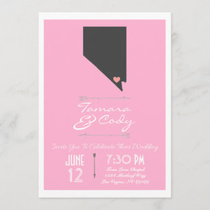 Een roze Las Vegas, Nevada Wedding Invitation Kaart