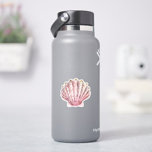 Een roze ongewervelde schelp sticker (HydroFlask)