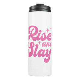 Een roze retro Rise en Slay Thermosbeker