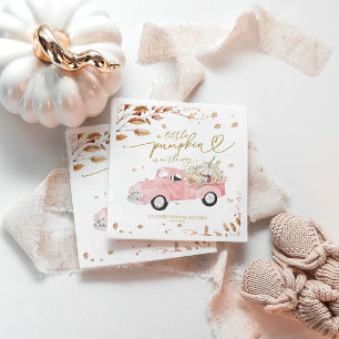 Een Roze Truck Met Pompoen Meisje Baby Shower Servet