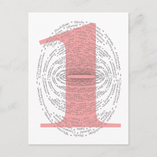 Eén - roze versie briefkaart (Voorkant)