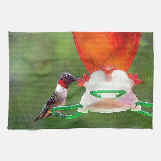 Een ruby Throated Hummingbird Theedoek (Horizontaal)