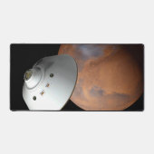 Een ruimteschip in aeroshell nadert Mars. Bureaumat (Voorkant)