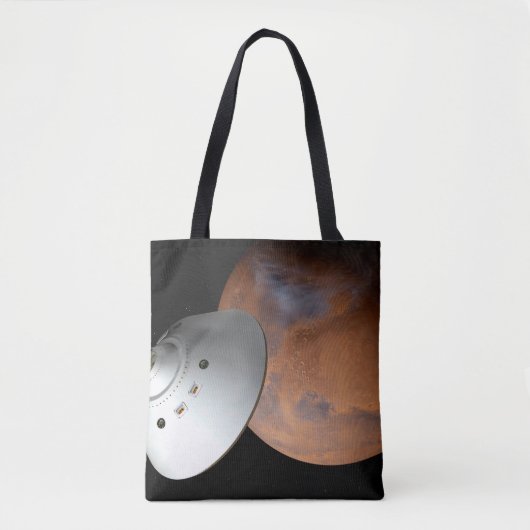 Een ruimteschip in aeroshell nadert Mars. Draagtas (Voorkant)