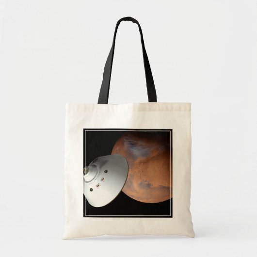 Een ruimteschip in aeroshell nadert Mars. Tote Bag (Voorkant)