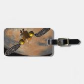 Een ruimteschip in een baan om Mars. Bagagelabel (Voorkant horizontaal)