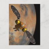 Een ruimteschip in een baan om Mars. Briefkaart (Voorkant)